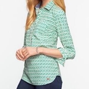 Talbots Green Apple Print Popover Shirt Size 8